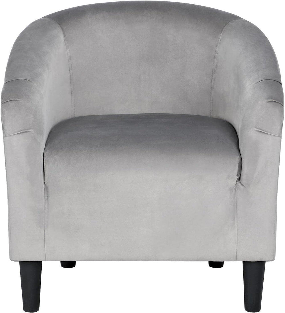 Topeakmart 25.5in Wide Small Velvet Barrel Accent Chair for Bedroom, Gray