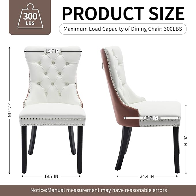 Velvet Dining Chairs Set of 2, High-end Tufted Upholstered Dining Chair with ...
