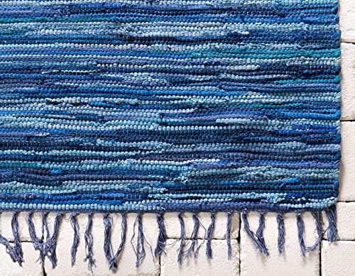Unique Loom Chindi Cotton Collection Soft Hand Woven Natural Fiber Striped Ar...