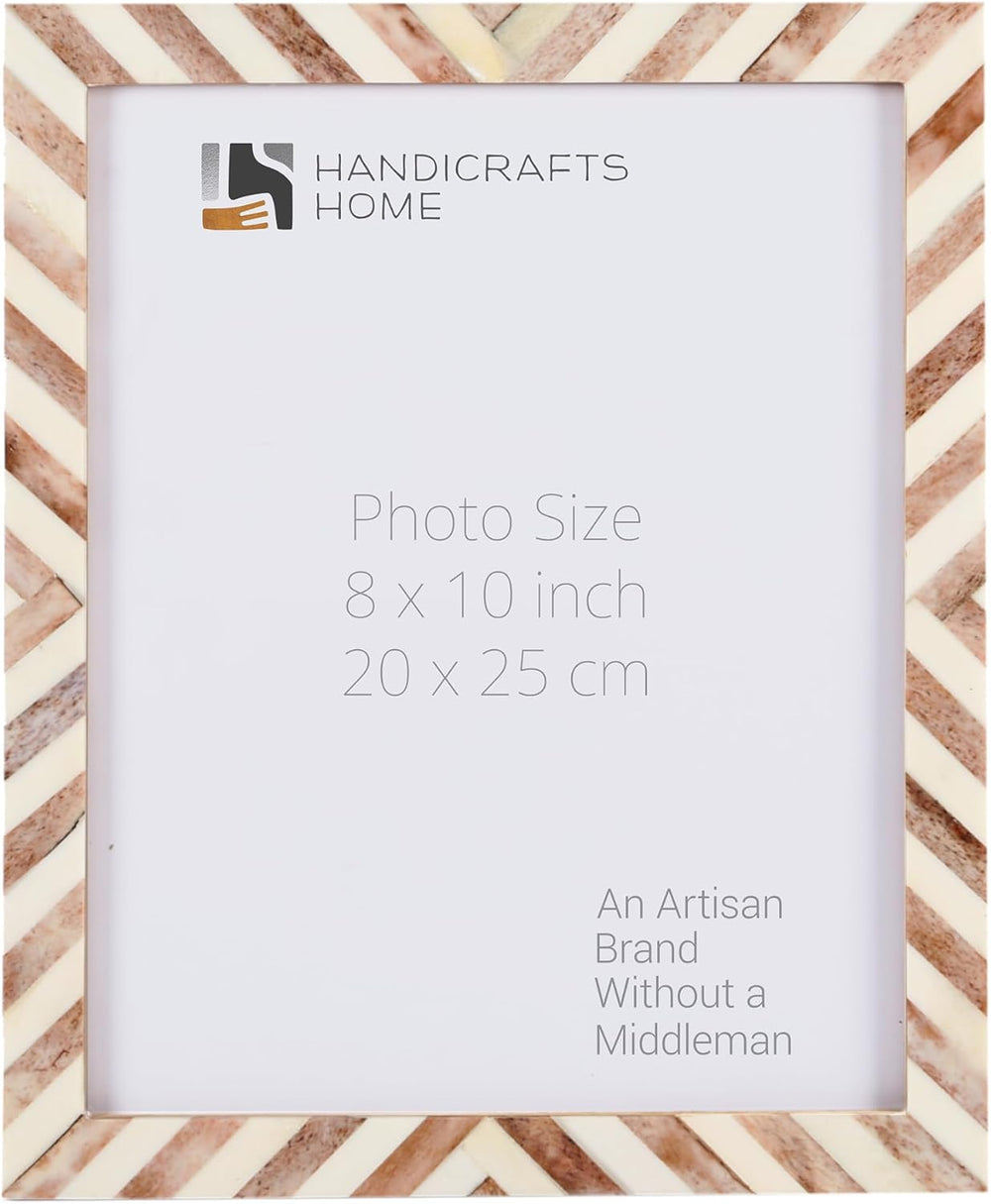 Handicrafts Home Modern Handmade Chevron Bone Inlay Brown Picture Frame,6x4