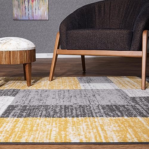 Rugshop Geometric Boxes Oslo Modern Living Room Area Rug Yellow 7'10"...