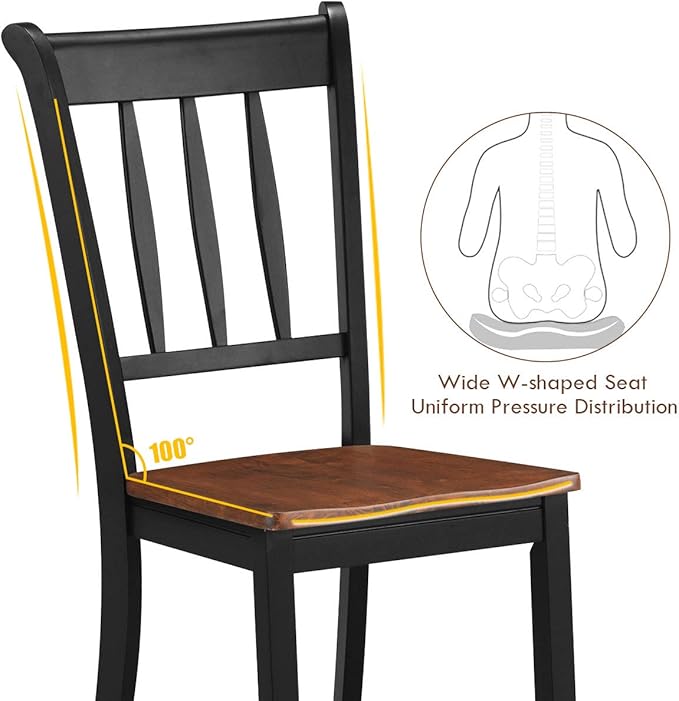 Giantex Wood Dining Chairs Set of 2, Armless Kitchen Chairs w/Solid Rubber Wo...