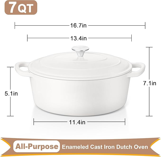 E-far 7QT Oval Dutch Oven Pot