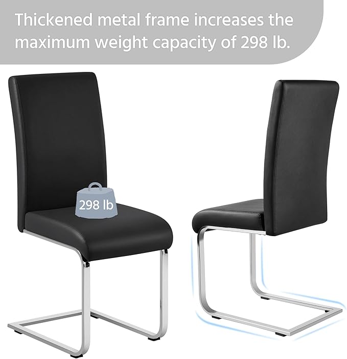 Yaheetech Dining Chairs Set of 2 Modern Faux Leather Upholstered Dining Room ...
