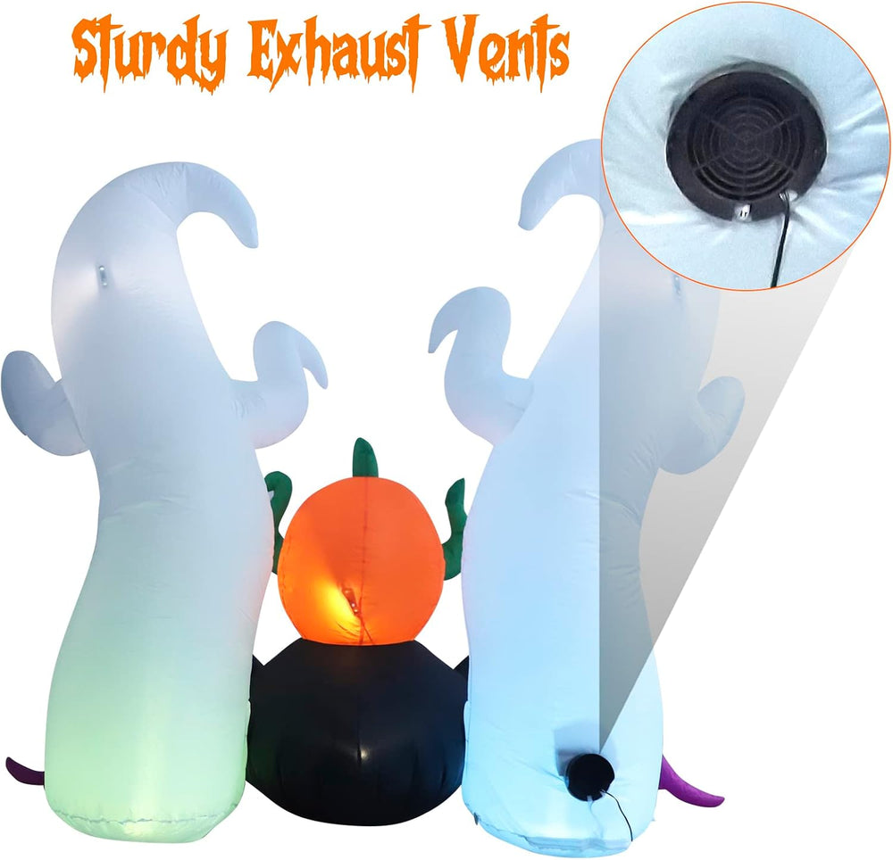 Halloween Inflatable, SHDEJTG 7Ft Pumpkin Ghost Spider Inflatable Decoration,...