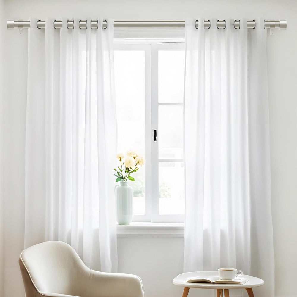 2 Pack Curtain Rods for Windows 28 to 48 Inch(2.3-4ft), 1 Inch Brushed Nickel...