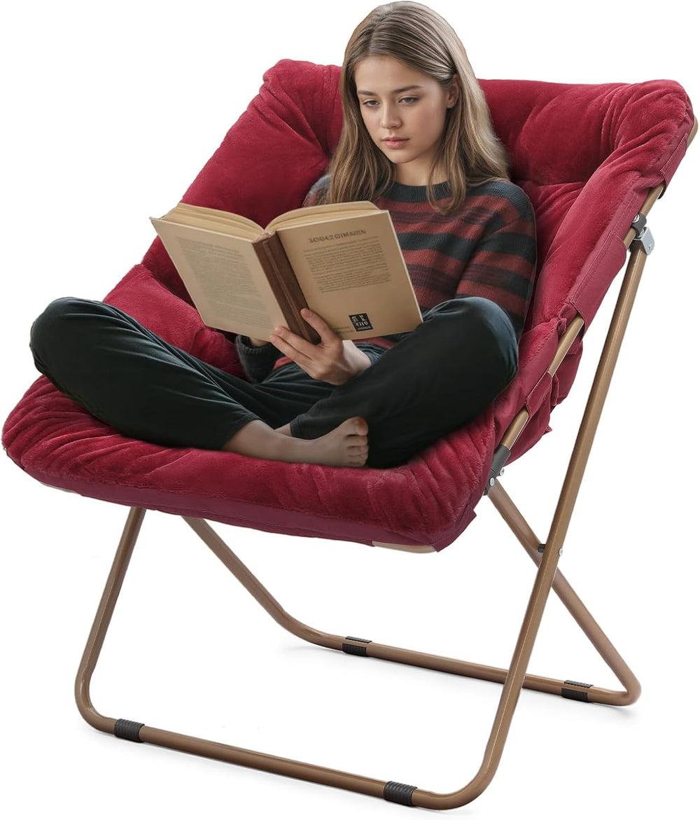 Athena Collection Saucer Chair for Adult, Square Comfy Cozy Chair,Red