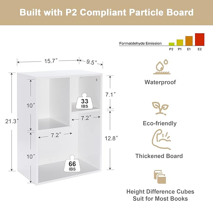 VECELO 3-Cube Small Bookshelf, Modern Bookcases with Shelves Height Up to 12....