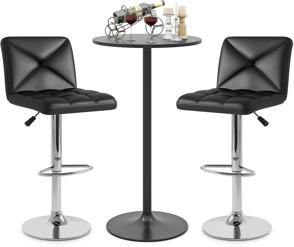 COSTWAY 3 Pieces Bar Table Set, Counter Height Table Set with 2 Bar Stools