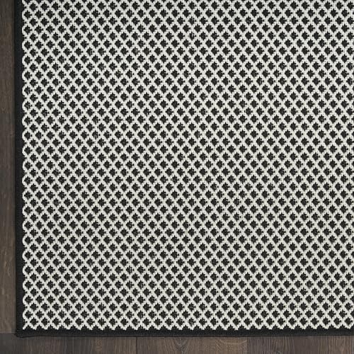 Nourison Home Courtyard Black White 9' x 12' Area Rug - Easy Clean, N...