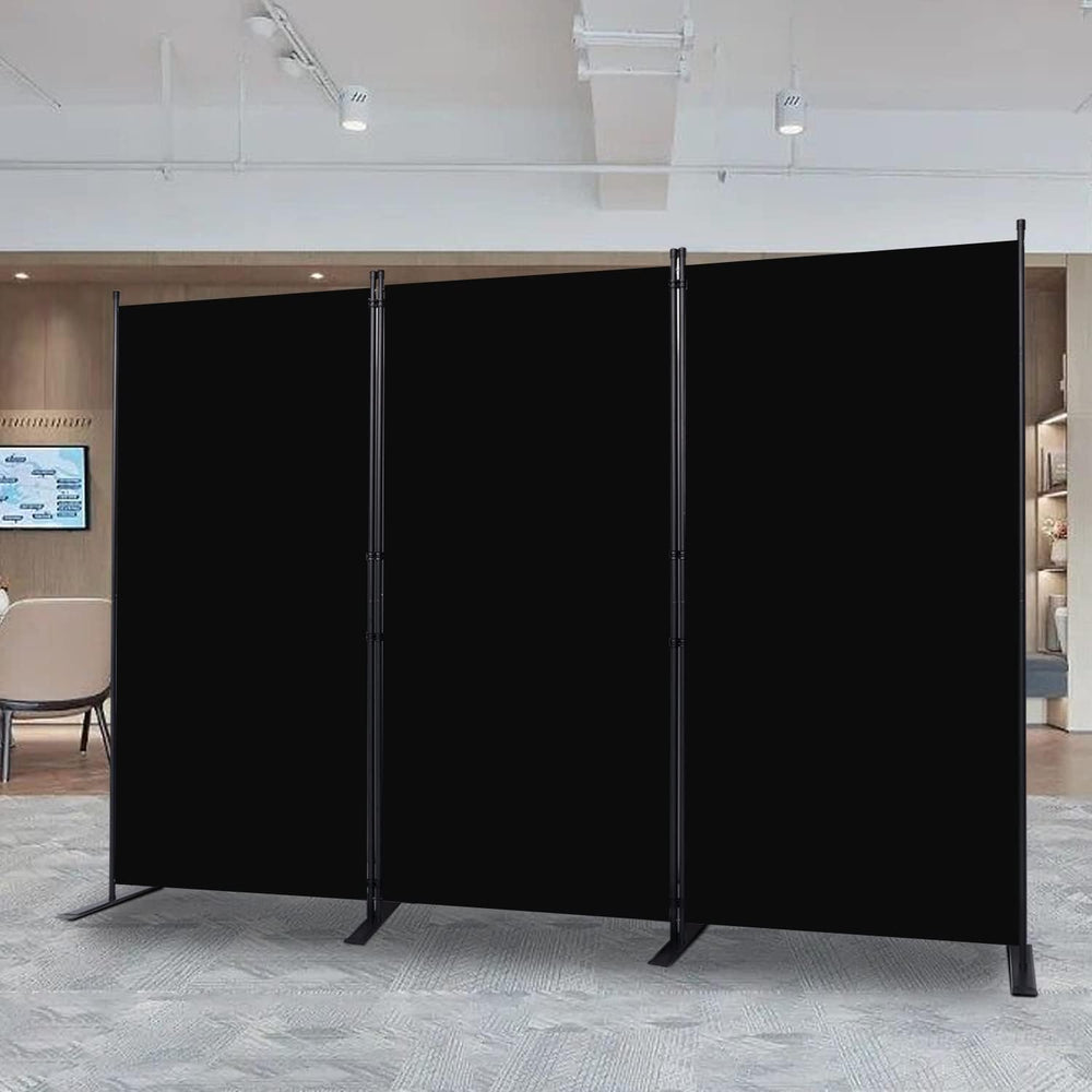 Room Divider, 3 Panel Folding Privacy Screens with Wider Feet, Black
