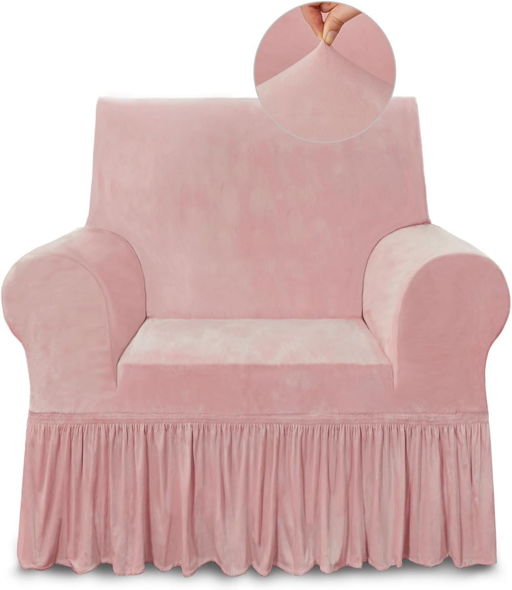 NICEEC Pink Armchair Covers Arm Chair Cover Armchair Slipcovers with Skirt