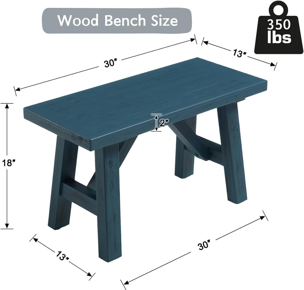 chairus Farmhouse Solid Wood Bench, 30" Entryway Bench Seat Rustic Narro...