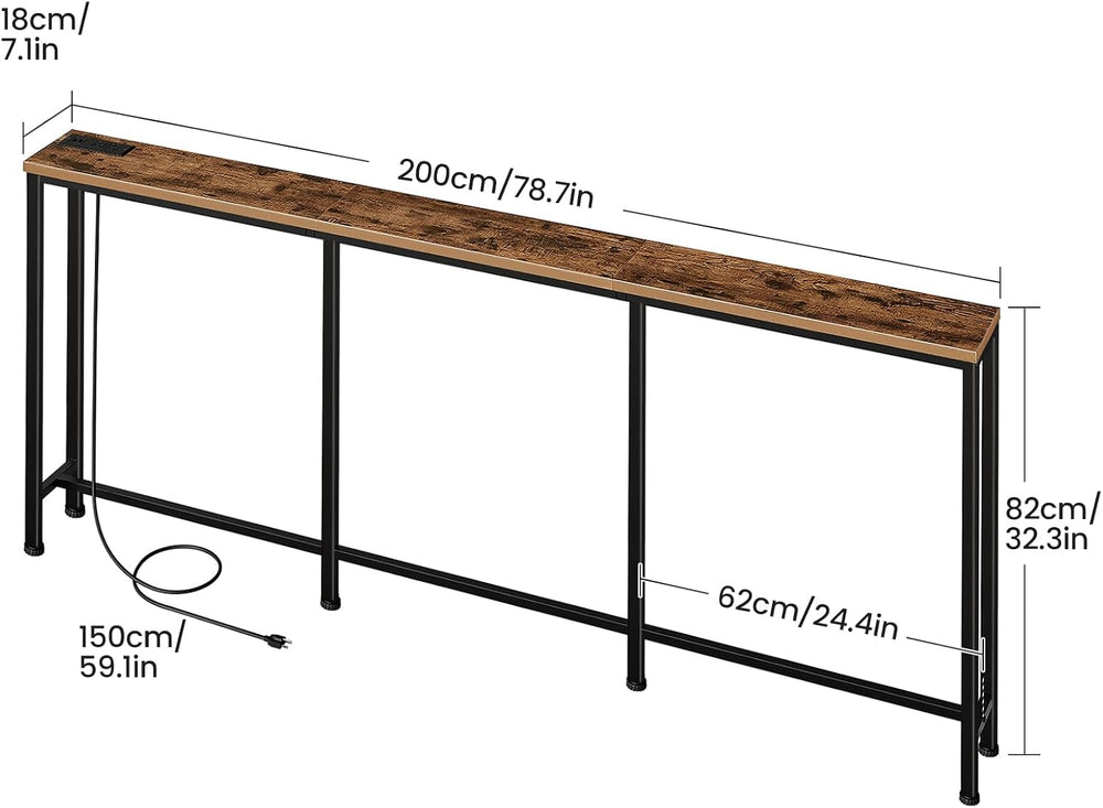 CHOEZON 78.7'' Narrow Console Table with Power Outlet 7.1" Skinn...