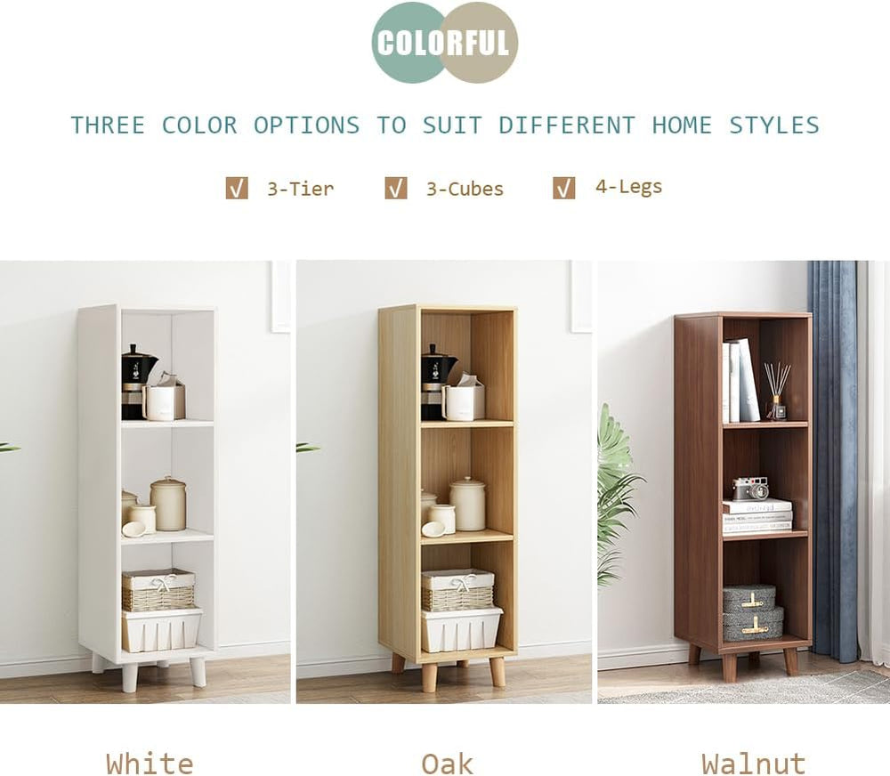 IOTXY Open Cube Low Bookcase - 3-Tier Freestanding Storage Display Cabinet Or...
