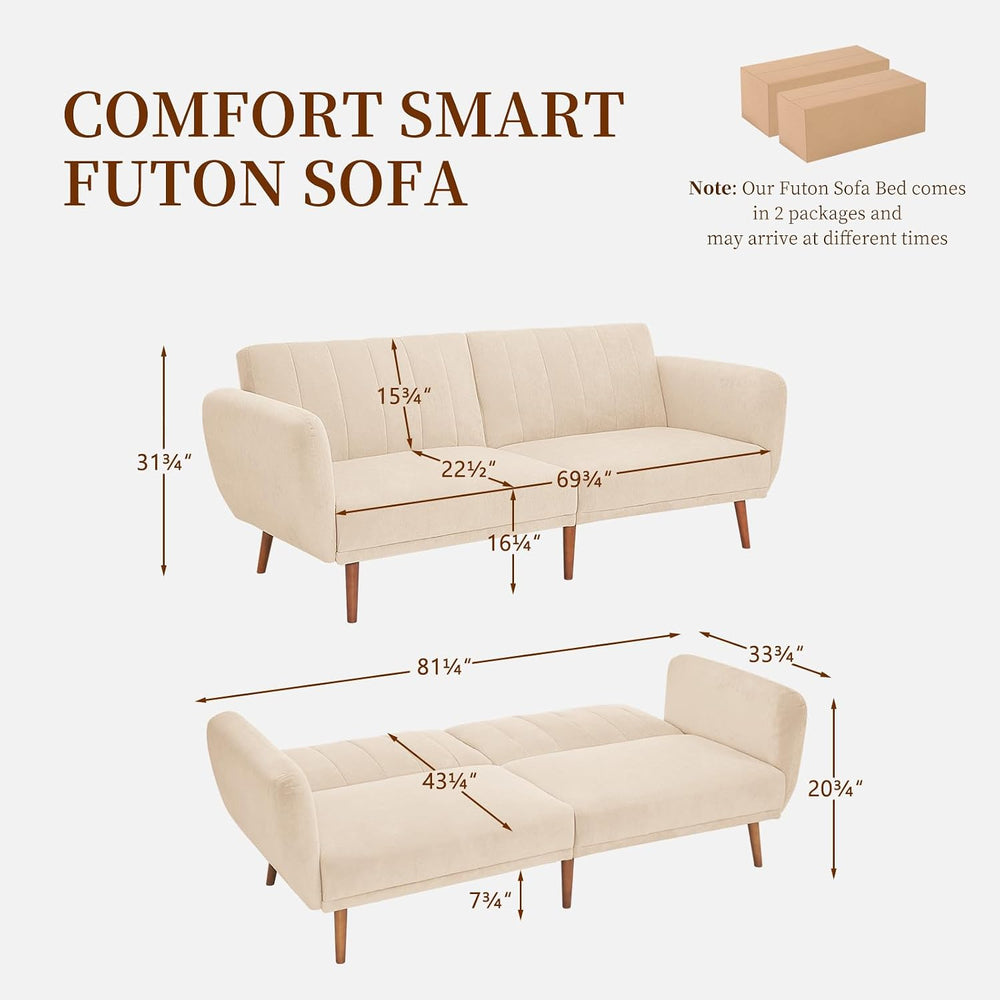 Furnimart 81" Futon Sofa Bed, 3-Way Convertible Sleeper Sofa, Modern Lov...