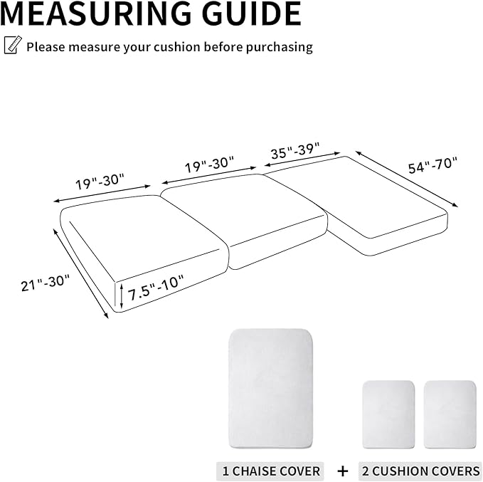 Easy-Going Stretch 3 Pieces Couch Cushion Covers