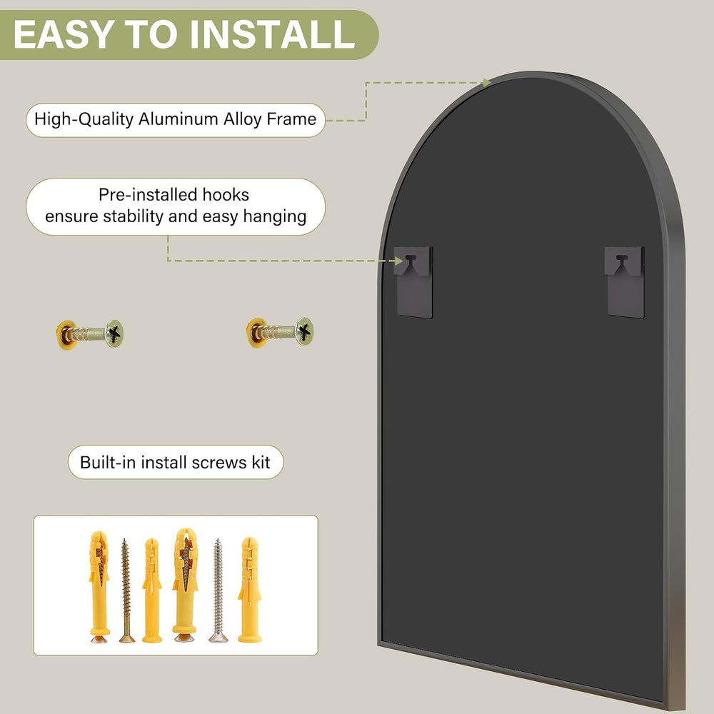 XRAMFY 20"x30" Black Arched Bathroom Mirror - Wall Mirror for Bathr...