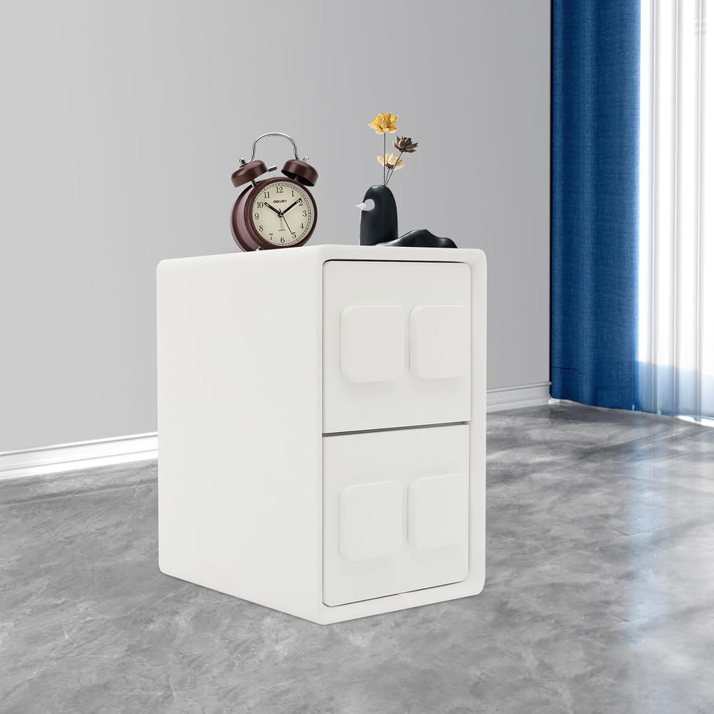 Modern Minimalist End Table, with 2 Drawers Bedside Table, Bedside Nightstand...