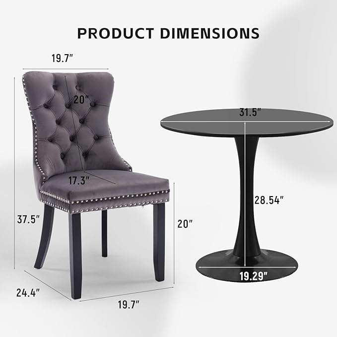 SoarFlash Kitchen Table and Chairs for 2, 31.5" Dining Table Set for 2 w...