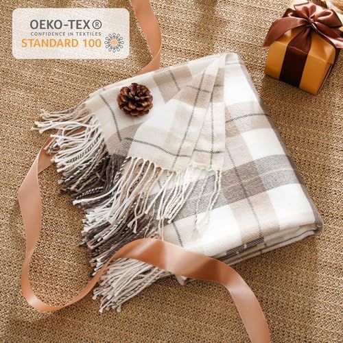 Fall Plaid Throw Blanket for Couch, Farmhouse Throw Blanket 49"x63"