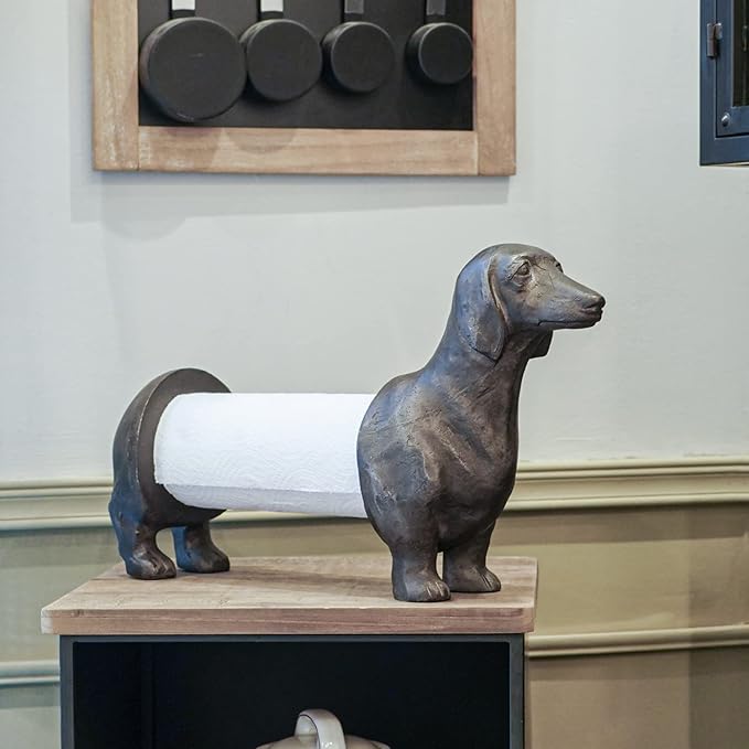 Vintage Dachshund Dog Paper Towel Holder Black Wiener Dog Tissue Towel Display