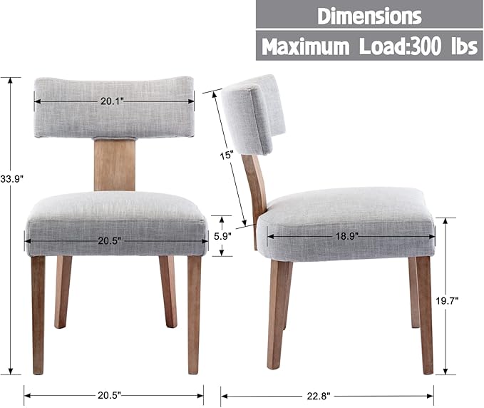 Mid Century Modern Dining Chairs Set of 4, Upholstered Wooden Dining Room Cha...