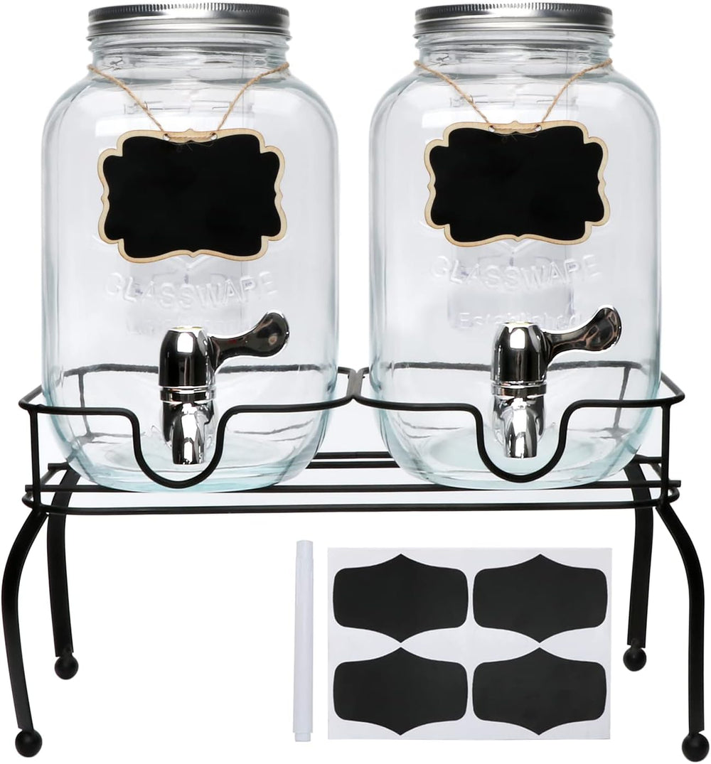 1-Gallon Glass Beverage Dispenser, Accguan Drink Dispenser