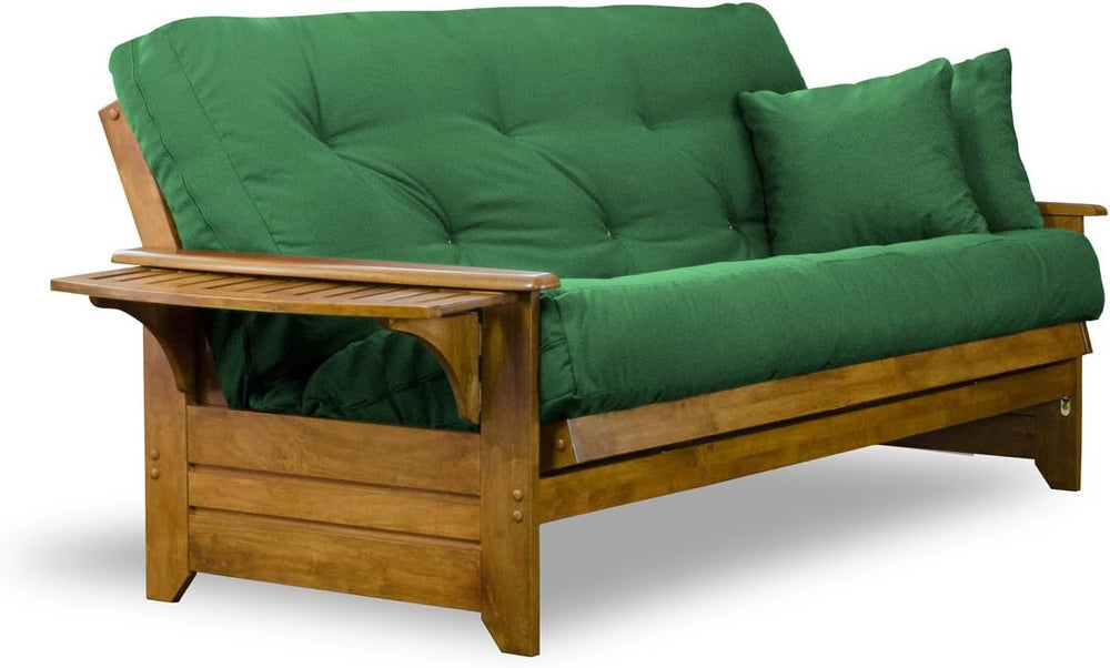 Brentwood Tray Arm Futon Sofabed Set - Full Frame, 8" Hunter Green Mattr...
