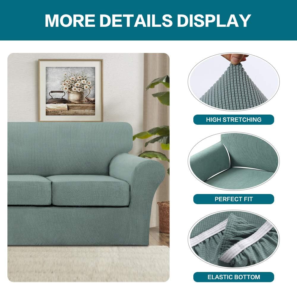 Turquoize 4 Piece Sofa Covers for 3 Cushion Couch Sofa Slipcover Soft Couch C...