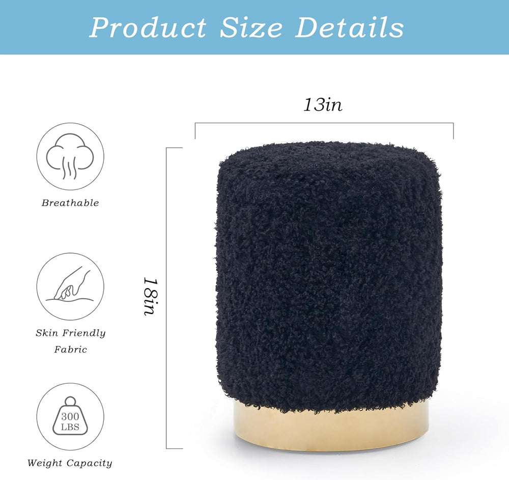 Velvet Storage Ottoman Multipurpose Footrest Stool with Metal Base Modern Rou...