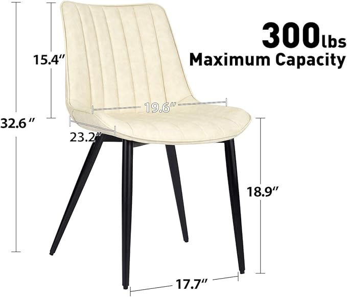 Faux Leather Dining Chairs Set of 2 Mid Century Modern Leisure Upholstered Ch...