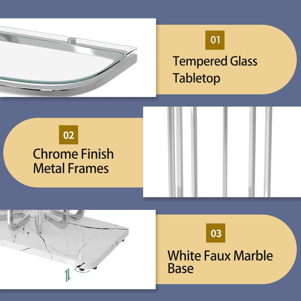 O&K FURNITURE 43" Modern Glass Console Table with Curved Chrome Fram...