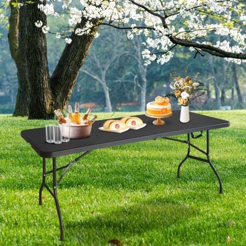Folding Table 6FT 300LBS โ Portable Waterproof Plastic Table with Handle