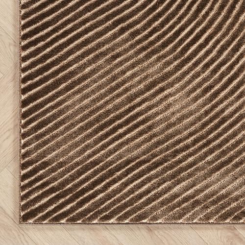 Abani Neutral Collection Brown Area Rug 5' x 8' for Living Room, Bedr...