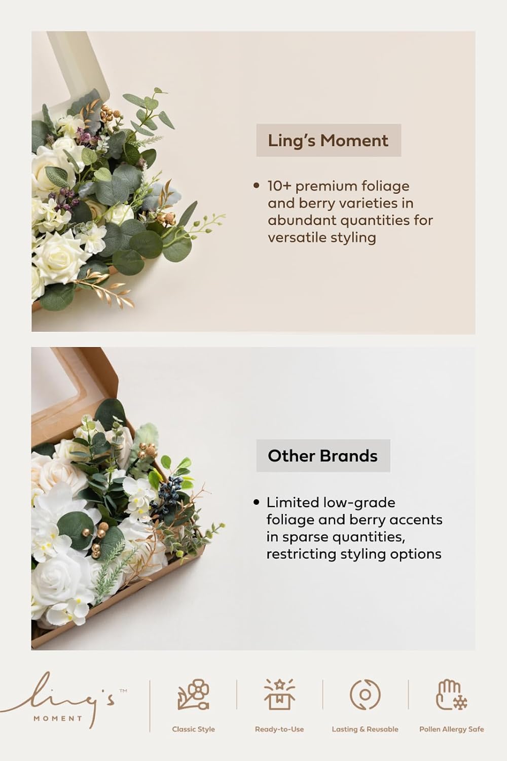 Ling's moment Boho Artificial Flowers Greenery Deluxe Combo, Burnt Orange