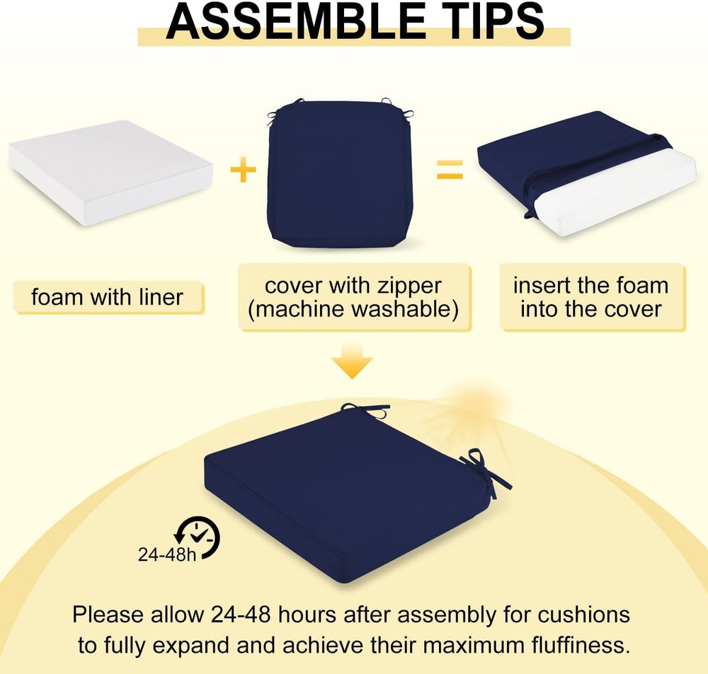 downluxe Waterproof Outdoor Chair Cushions for Patio Furniture, 24" x 24...