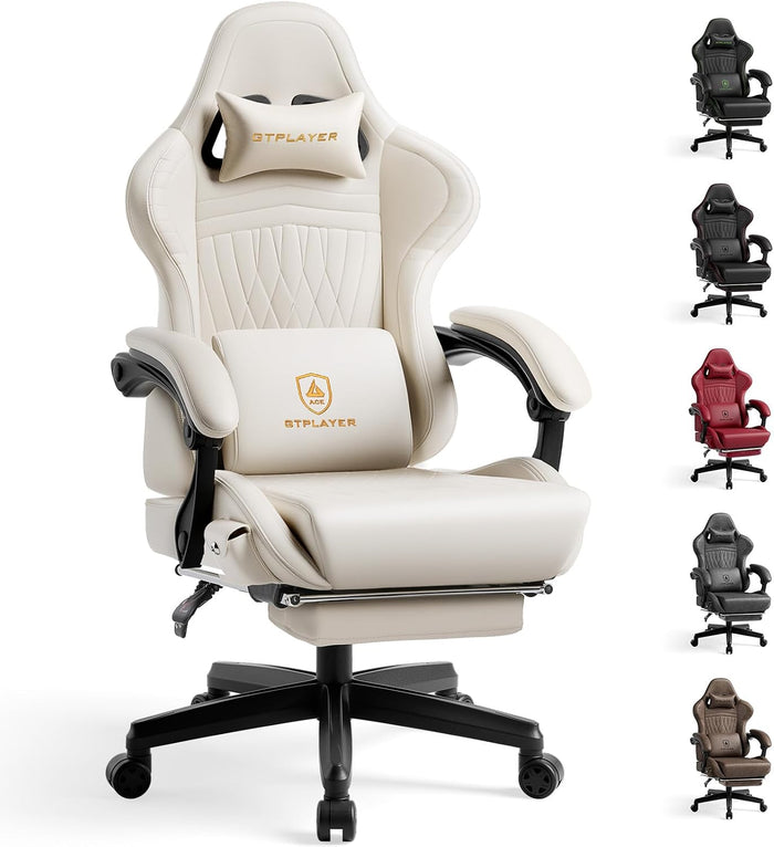 GTPLAYER Gaming Chair, Comfort Computer Office Chair for Adults, Ivory