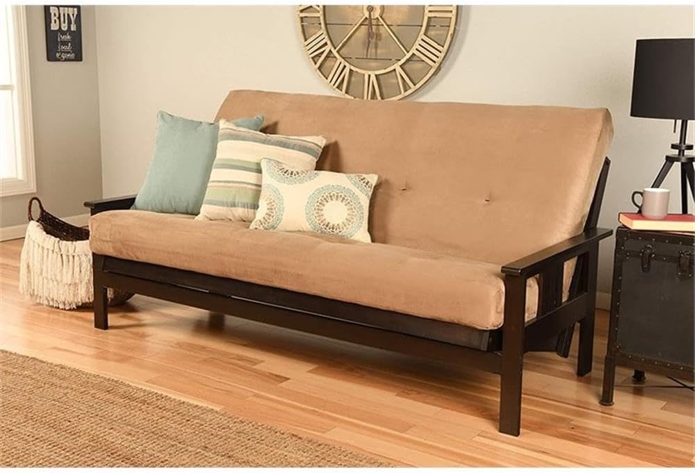 Pemberly Row 8" Full Size Spring Futon Mattress Replacement, Suede Fabri...