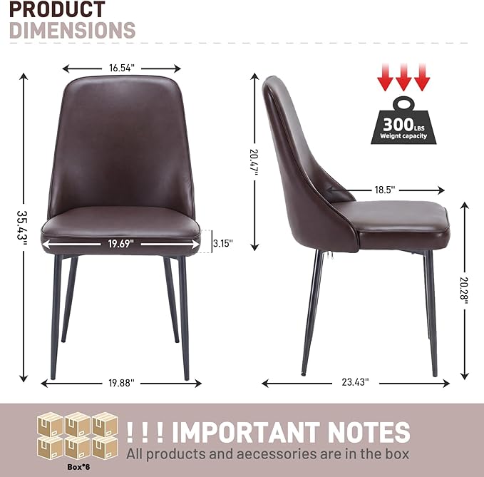 Modern Dining Chairs Set of 6, Faux Leather Upholstered Dining Room Chair Kit...