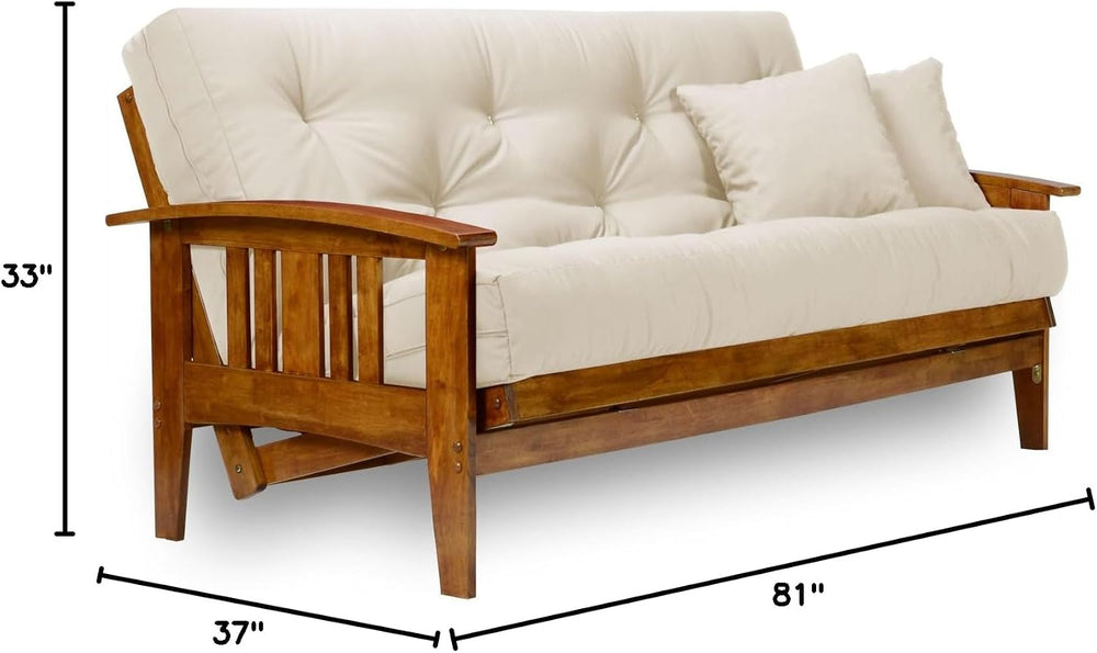Westfield Futon Set - Full Size, Frame, 8" Mattress, Twill Ivory Cover