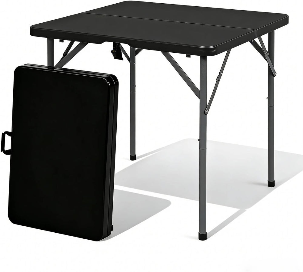 34'' Square Folding Card Table with Built in Handle & Steel Legs ...