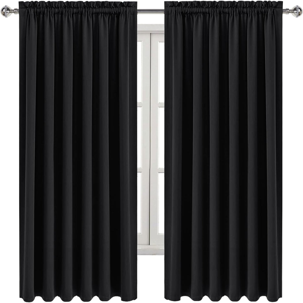 DWCN Wide Blackout Curtains for Bedroom Living Room 70 x 72 Inch Long Black