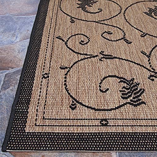 Couristan Recife Veranda Outdoor Square Area Rug for Patio, Brown, 8x8 Ft