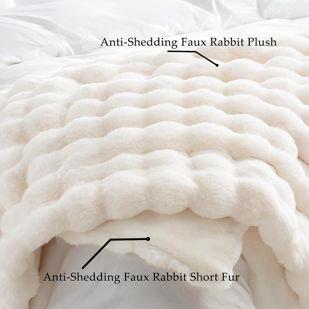 BENVWE Faux Fur Throw Blanket for Couch - Cozy Plush Fluffy Soft Thick Bubble...