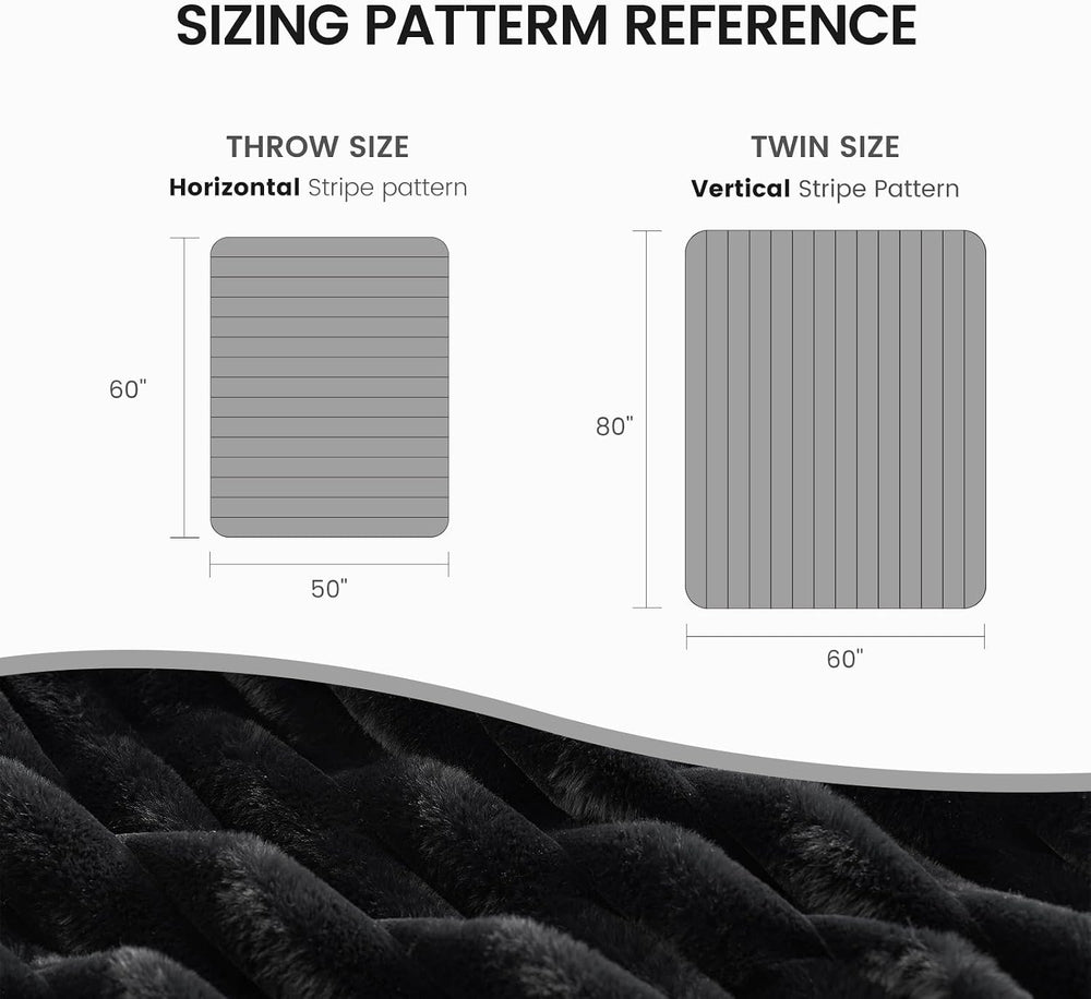 Cozy Bliss Faux Fur Throw Blanket for Couch, Cozy Warm Plush Striped Blanket ...