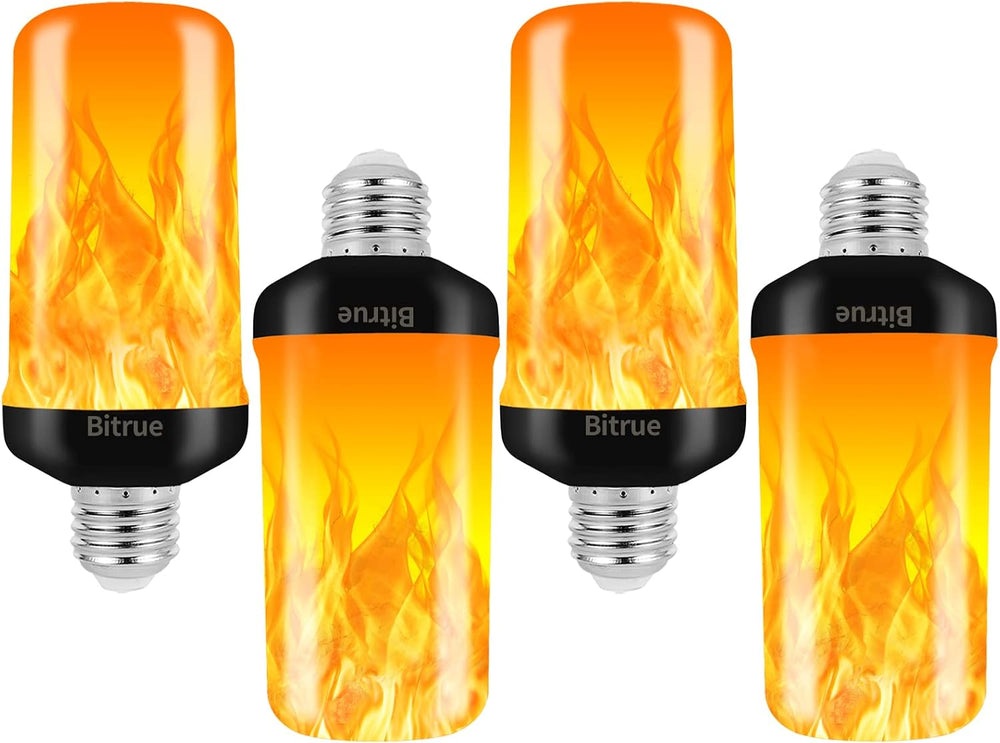 Bitrue LED Flame Effect Light Bulb, 4 Modes Flame Light Bulbs, E26 Base Fire ...