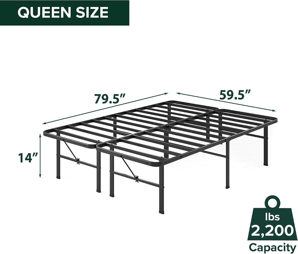 Zinus 14 Inch Rumi Metal Bed Frame, No Box Spring Needed, Black, Queen