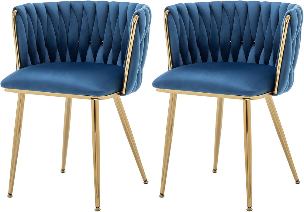Velvet Dining Chairs Set of 2, Modern Upholstered Dining Chairs with Gold Met...