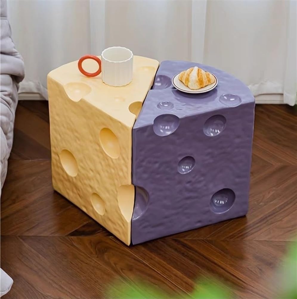 Creative Coffee Table Cheese-Shaped Triangle Resin Side Table Multifunctional...